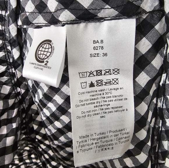 Ganni Searsucker Midi Dress Black White Plaid Check New With Tags Size 36 US 6 - Picture 7 of 10